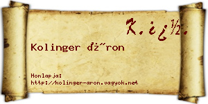 Kolinger Áron névjegykártya
